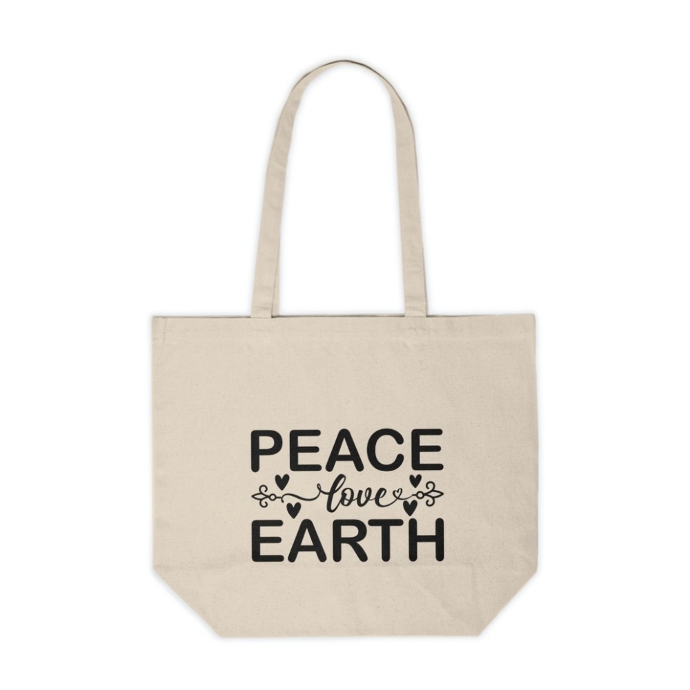 Peace, Love, Earth Custom Canvas Tote Bag